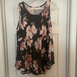 Dark grey with floral detail tank size 3x